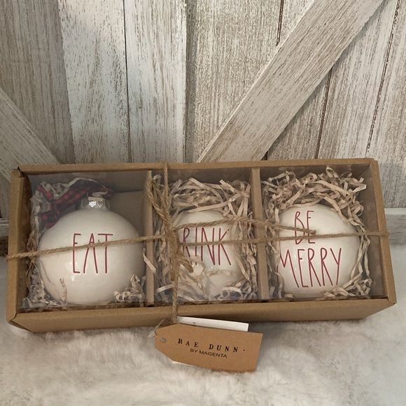 Rae Dunn Eat Drink Be Merry Christmas Ornaments - Picture 5 of 8